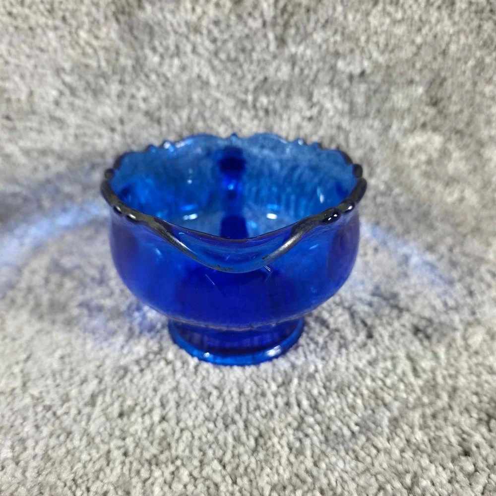 L.E. Smith‎ Glass Mt. Pleasant Cobalt Blue Creamer Glass with Handle
